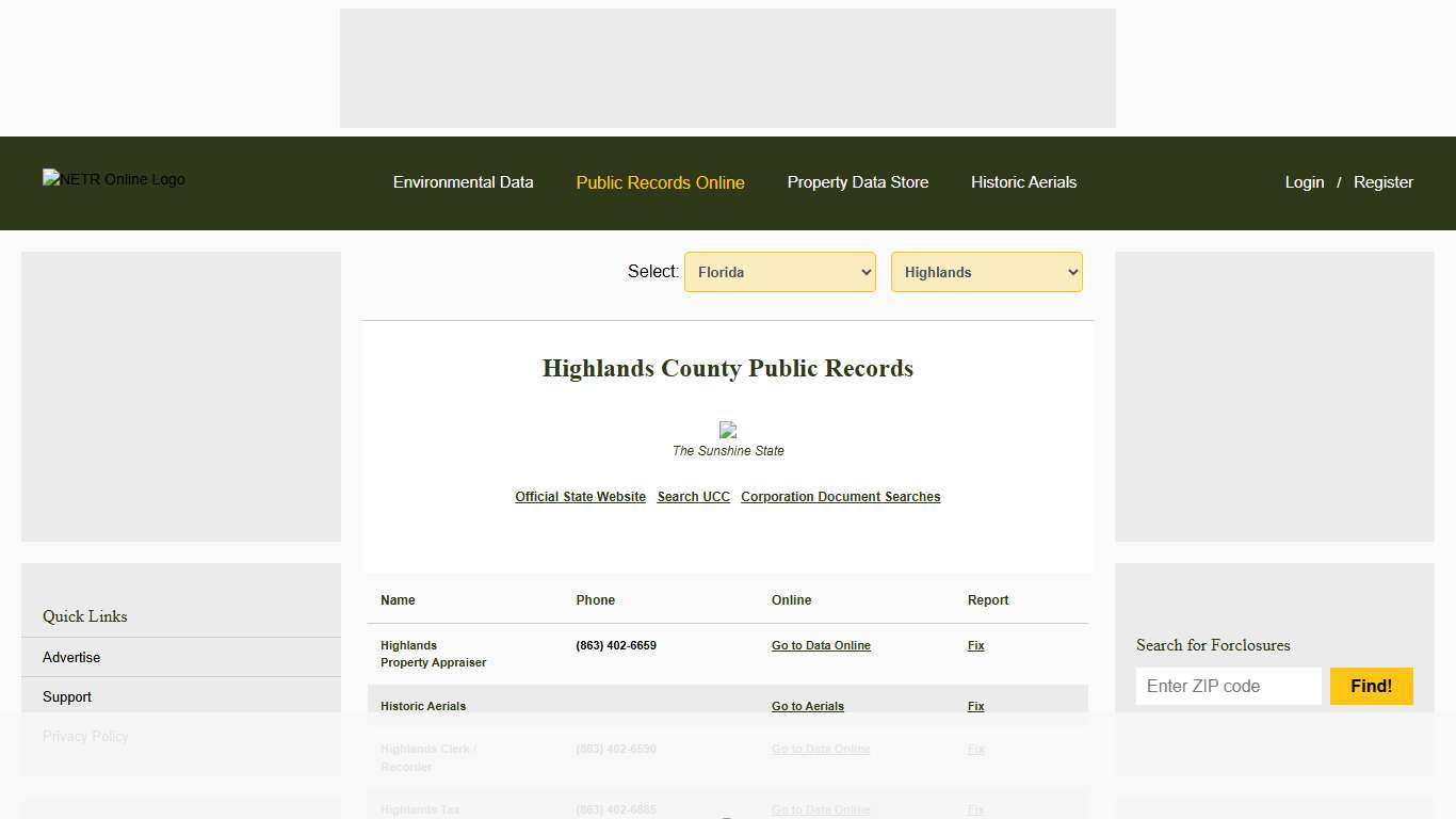 NETR Online • Highlands • Highlands Public Records, Search Highlands Records, Highlands Property Tax, Florida Property Search, Florida Assessor