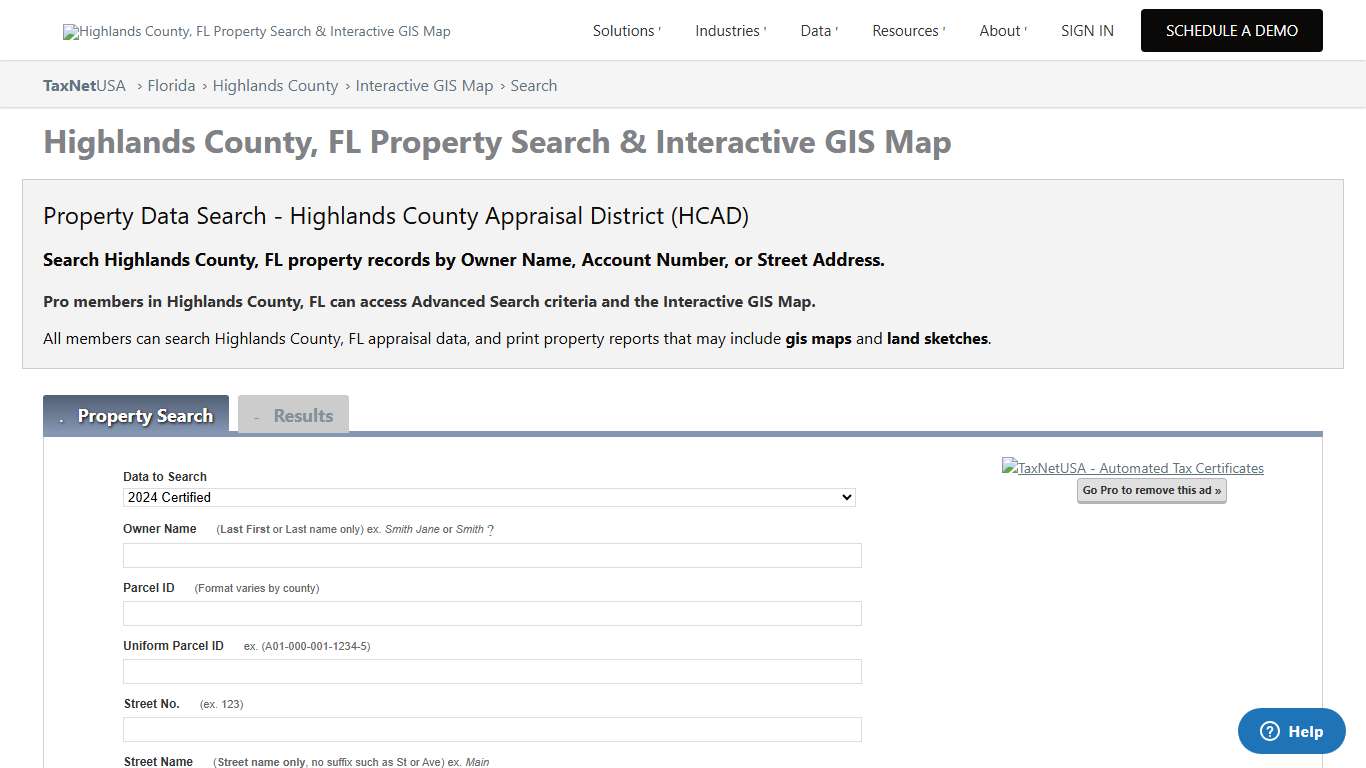 Highlands County, FL Property Search & Interactive GIS Map