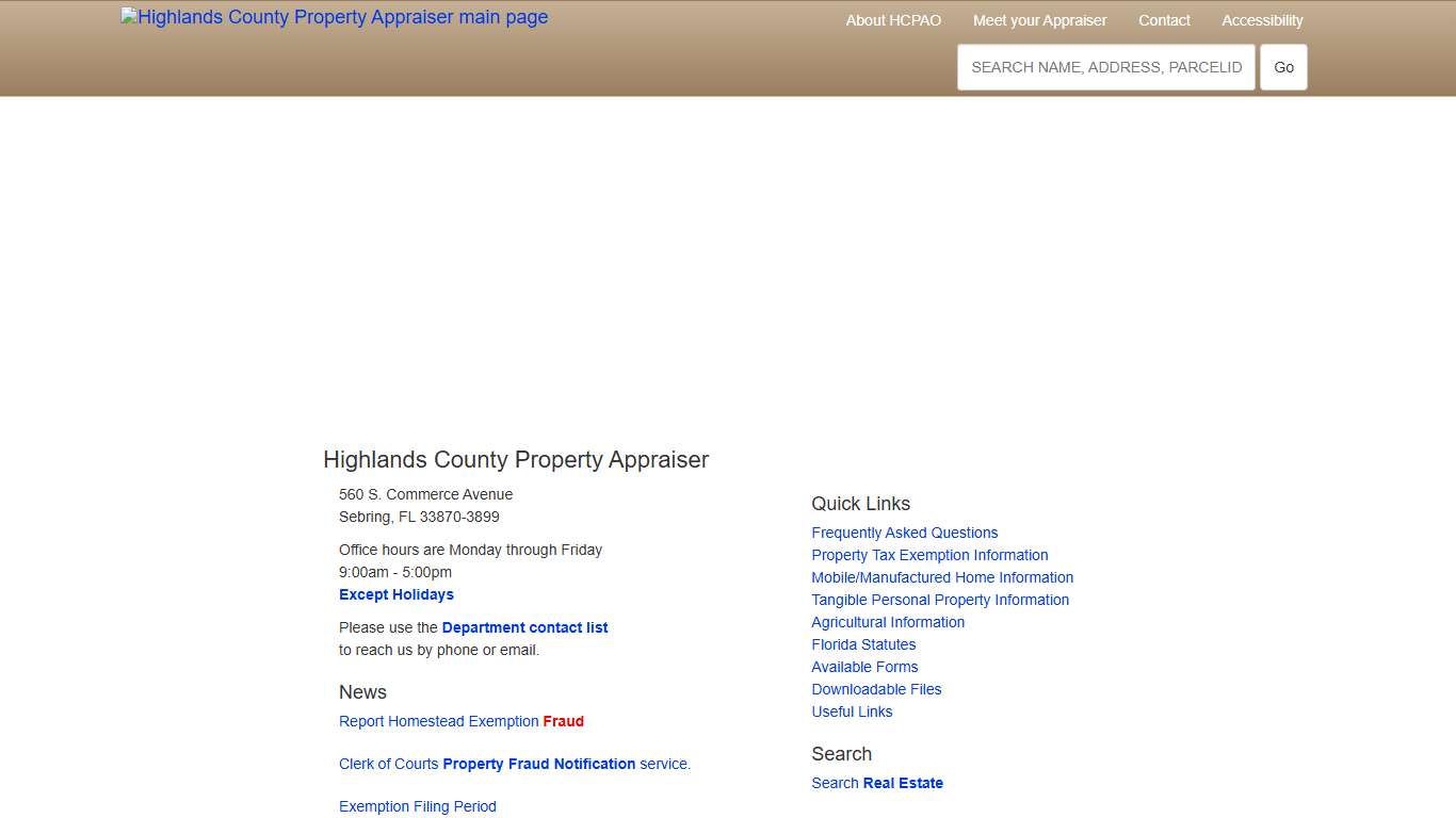 Home - Highlands County Property Appraiser